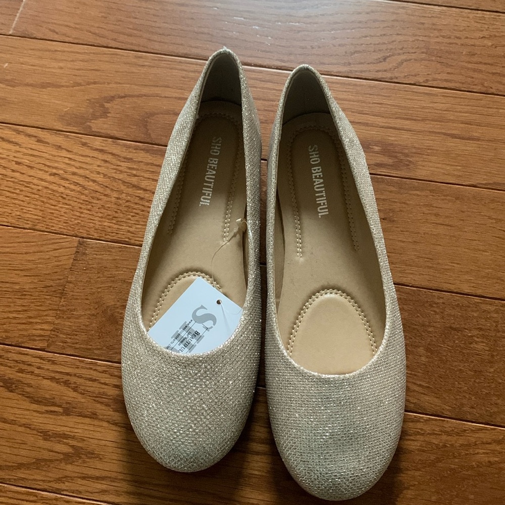 Sho Beautiful champagne glitter flats